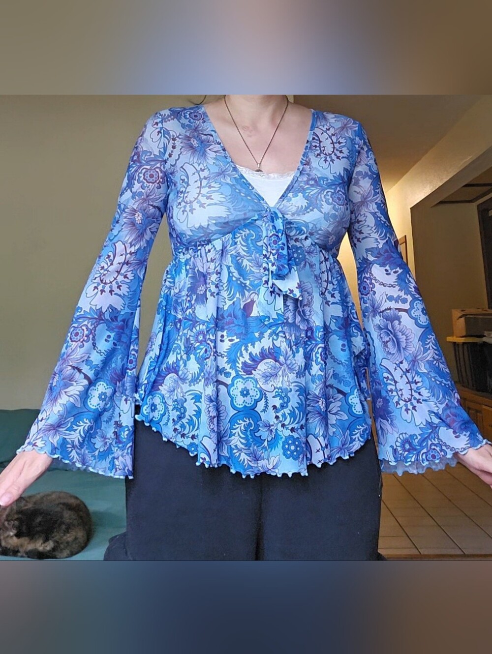 Floral Blue Women's Top
